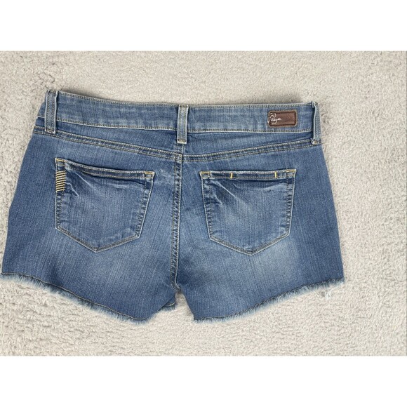 Paige Jean Shorts Womens 28 (30x3) Blue Distressed Cut Off Fray Hem Medium Wash - Picture 7 of 8